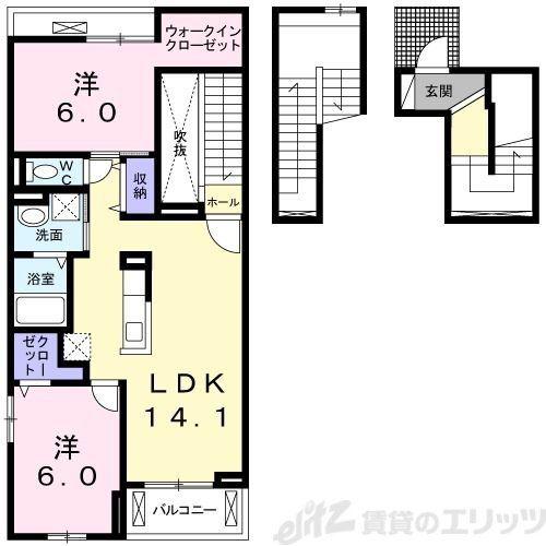 パインルーツII(2LDK/3階)の間取り写真
