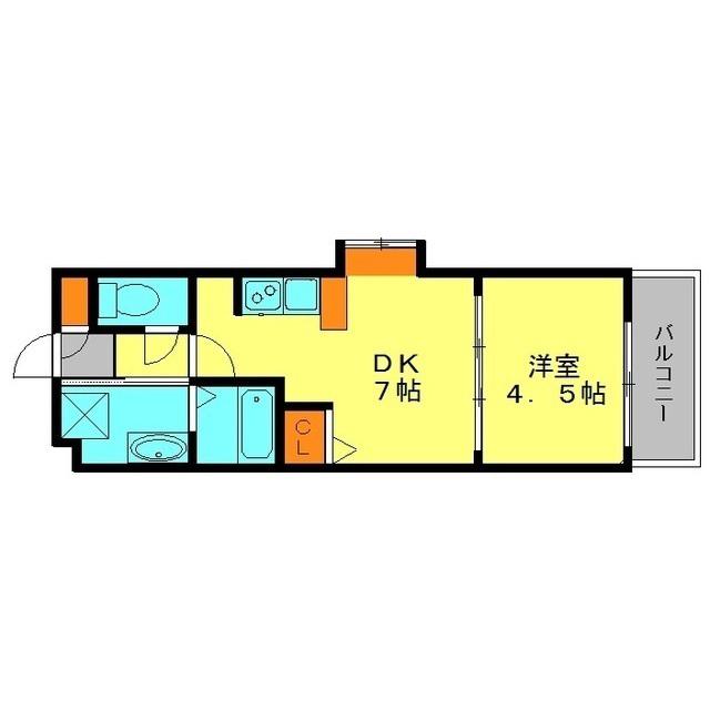 セリエ高宮(1DK/9階)の間取り写真