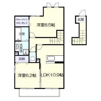 メルヴェーユ B(2LDK/2階)の間取り写真