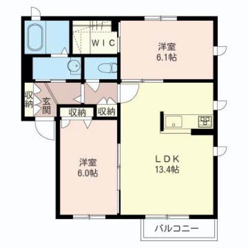 ロゼハウスI(2LDK/2階)の間取り写真