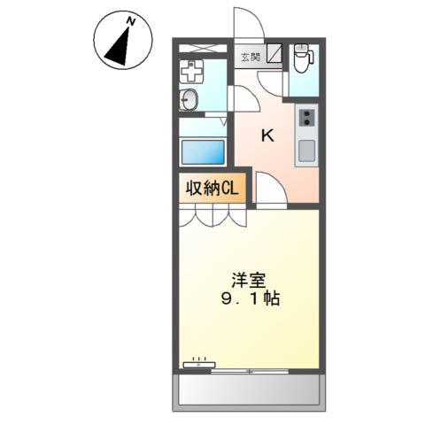 サンフィットII(1K/2階)の間取り写真