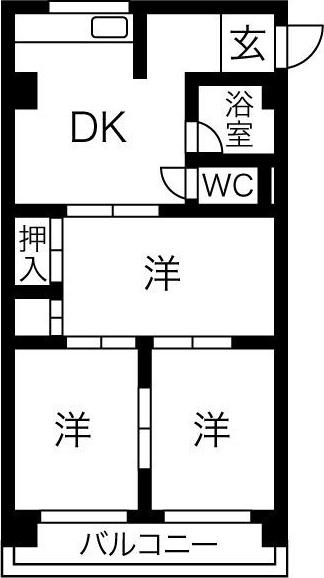 第1協和コーポ(2LDK/4階)の間取り写真