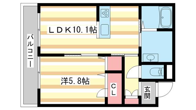 シャーメゾンFUJIMOTO(1LDK/2階)の間取り写真