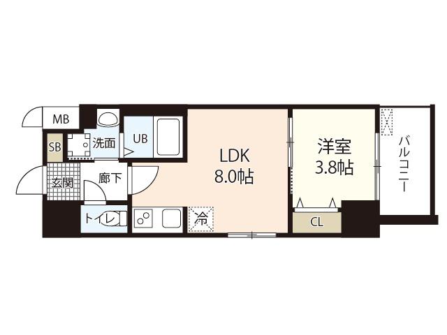 S-RESIDENCE表町(1LDK/15階)の間取り写真