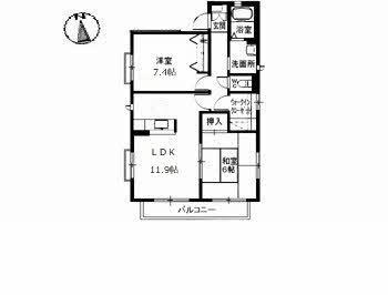 ヴァンベール高須台(2LDK/2階)の間取り写真