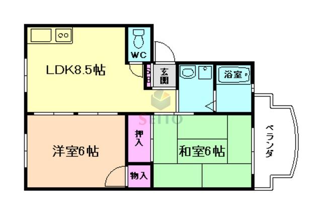 ル・レーヴ弐番館(2DK/2階)の間取り写真