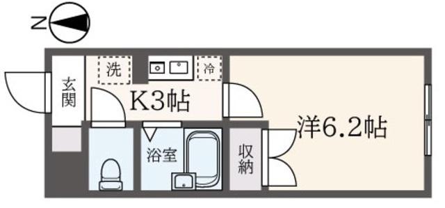 サウスィング上大岡(1K/1階)の間取り写真