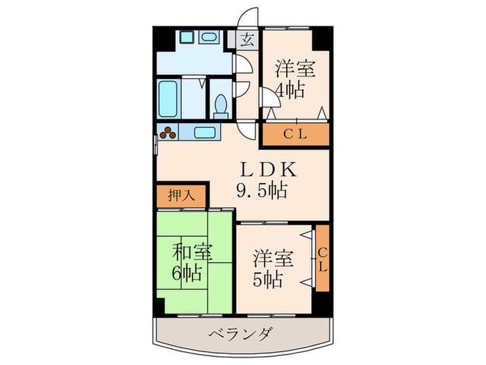 ロイヤルシティ鷹の巣(3LDK/5階)の間取り写真