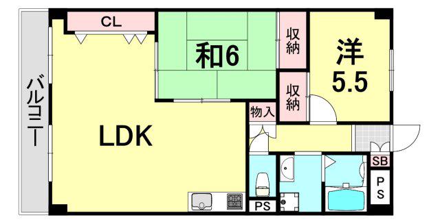 プラザインペリアル(2LDK/2階)の間取り写真