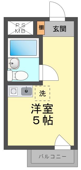 ファインコウスト(ワンルーム/2階)の間取り写真