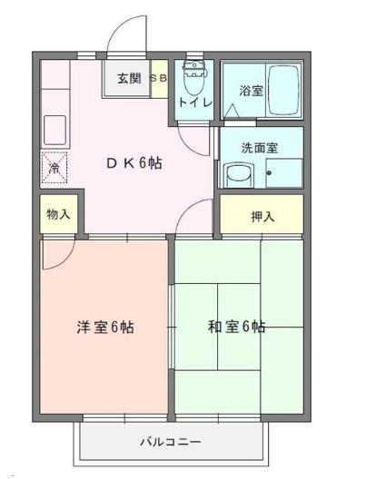 ヴィオレ久米川(2DK/2階)の間取り写真