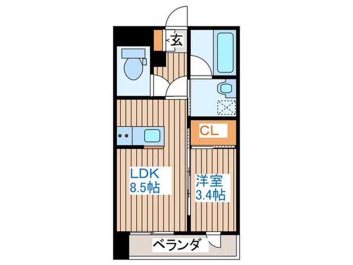APPLE宮城野(1LDK/8階)の間取り写真