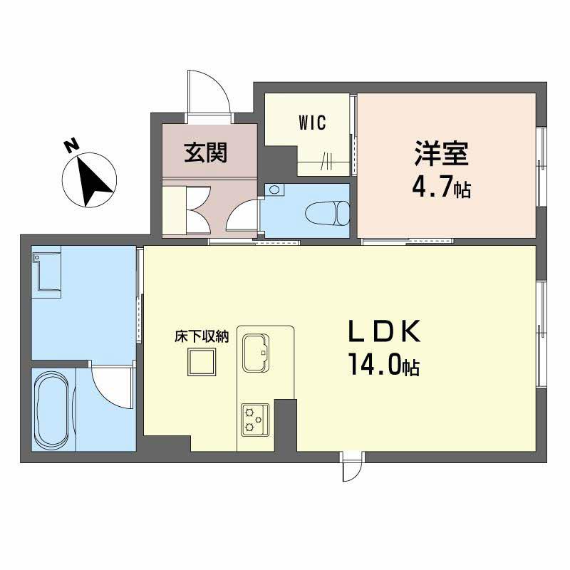 エリーズコート 宇宿(1LDK/1階)の間取り写真