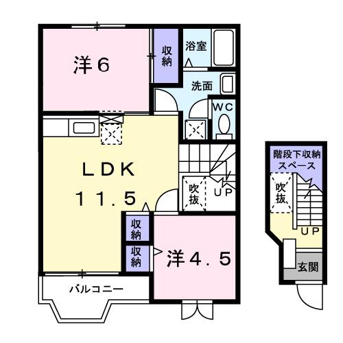 エトワール(2LDK/2階)の間取り写真