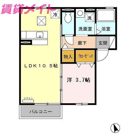 サードニックス(1LDK/1階)の間取り写真