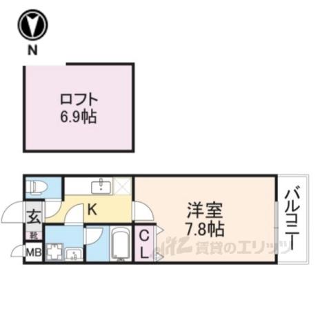 エスティームⅡ番館(1K/2階)の間取り写真