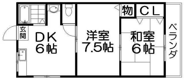 プレアール南住吉(2DK/3階)の間取り写真