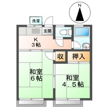 日の出アパート(2K/2階)の間取り写真