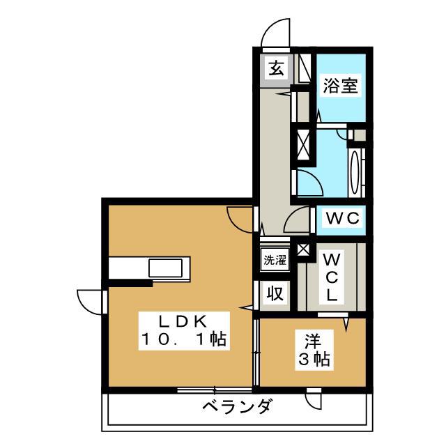 Kテラス(1LDK/1階)の間取り写真
