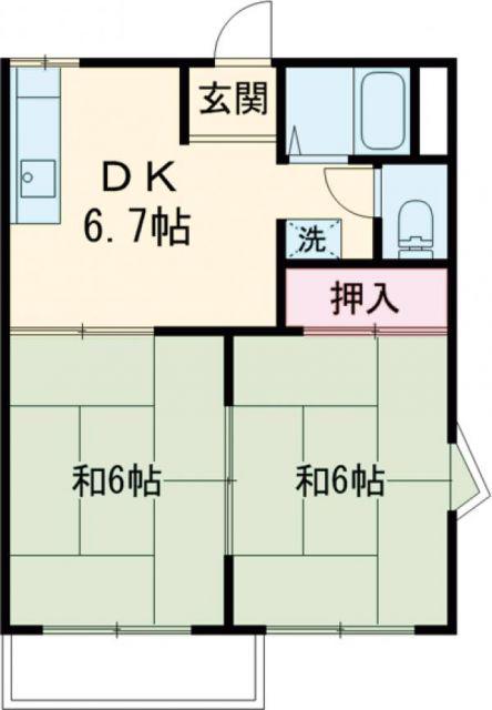 シンシアTSD棟(2DK/1階)の間取り写真