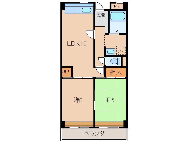 マンションニューハマⅠ(2LDK/5階)の間取り写真