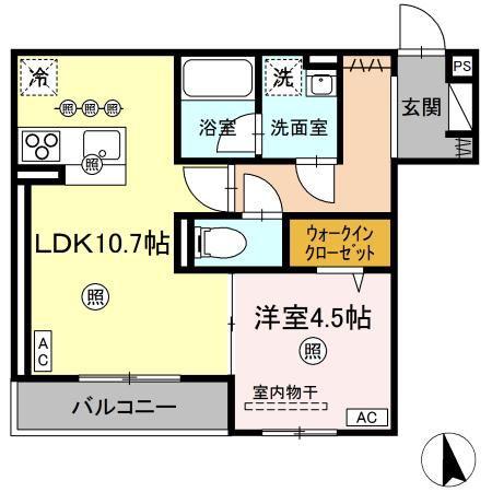 D-RESIDENCE川口3丁目E(1LDK/1階)の間取り写真