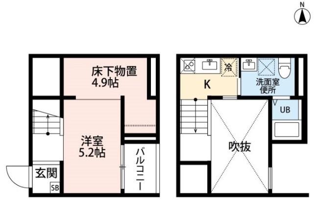 セストチッタ六番町(1SK/2階)の間取り写真