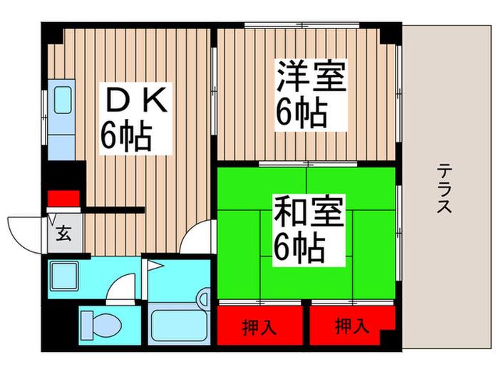 エステートピアリバー(2DK/1階)の間取り写真