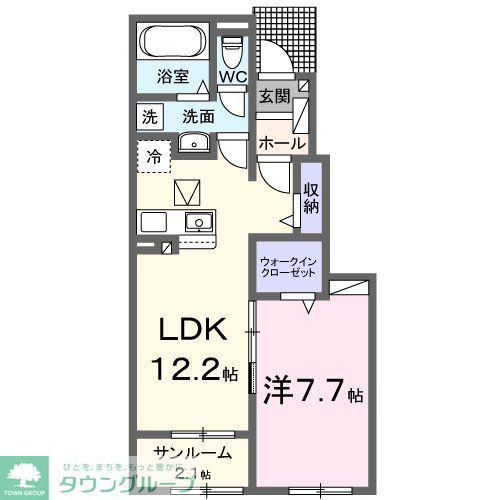 ビオレタB(1LDK/1階)の間取り写真