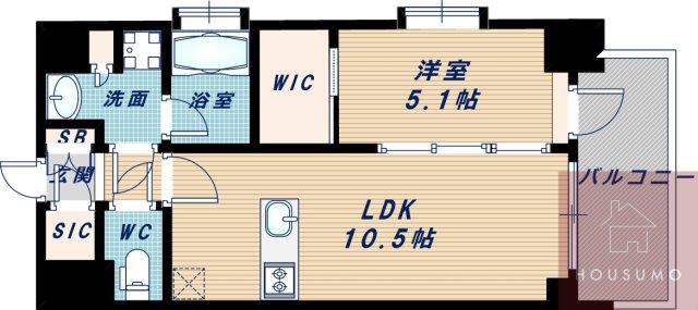 スプランディッド江坂III(1LDK/2階)の間取り写真
