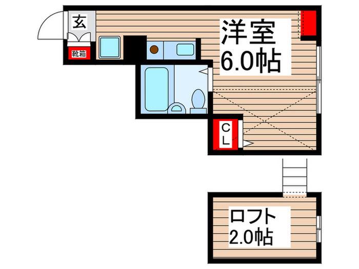ハウスユングラン(ワンルーム/2階)の間取り写真