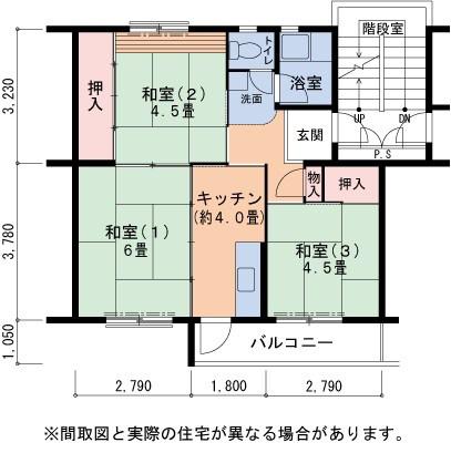 UR金剛団地 205号棟(3K/4階)の間取り写真