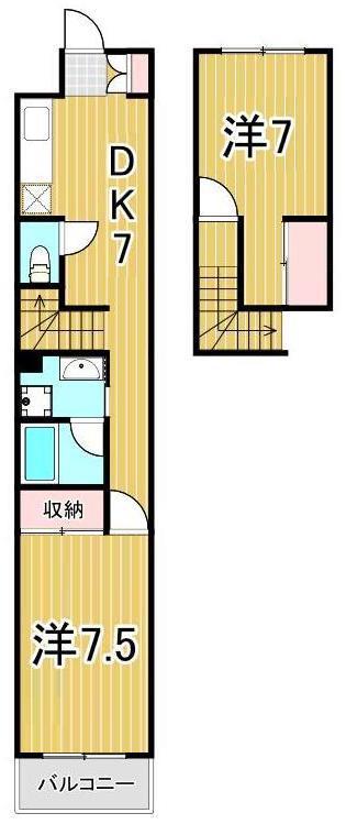フィールズマンション1(2DK/3階)の間取り写真