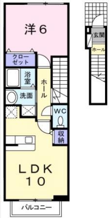レインボーズヒル(1LDK/2階)の間取り写真