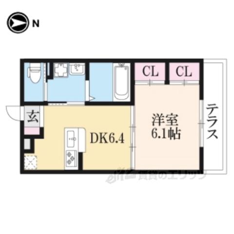 ハルナス(1DK/1階)の間取り写真