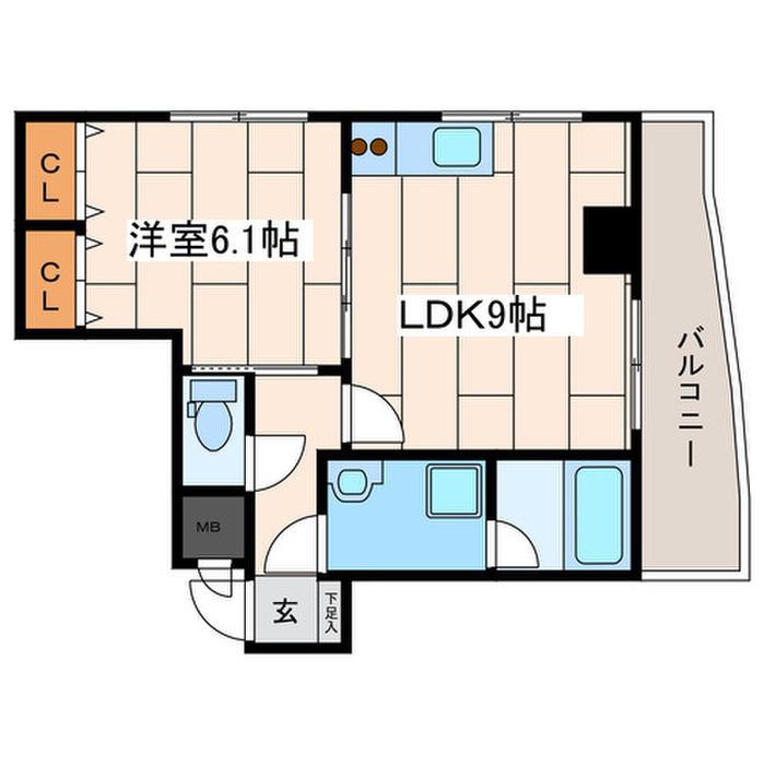 アルトベルク横浜(1LDK/2階)の間取り写真