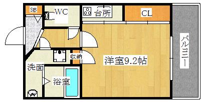 セレニテ日本橋(1K/2階)の間取り写真