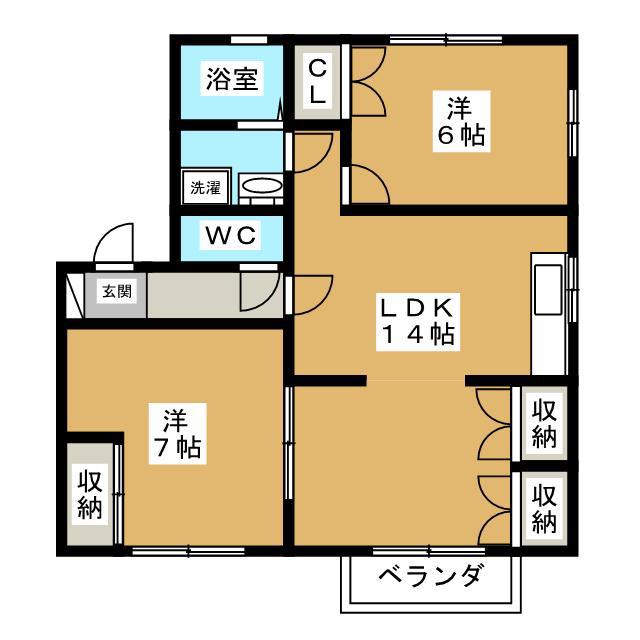 エクセラン調布(2LDK/2階)の間取り写真