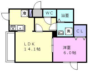 ALEGRIA(1LDK/2階)の間取り写真
