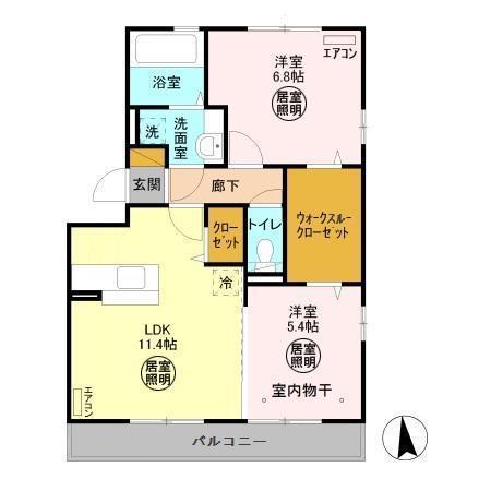 サウザントサニーウエスト(2LDK/2階)の間取り写真