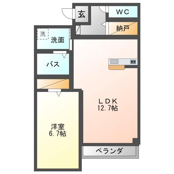 ランコントル(1SLDK/1階)の間取り写真