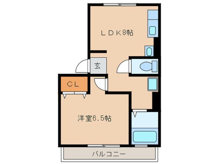 シティハイムマキ(1LDK/2階)の間取り写真