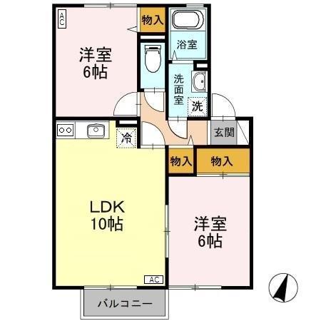 フレーズ・ヴェルジェ(2LDK/1階)の間取り写真