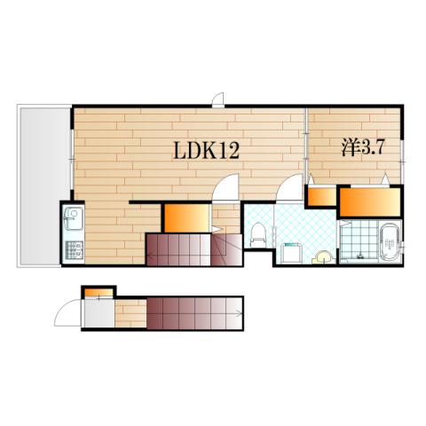 サンコート(1LDK/2階)の間取り写真