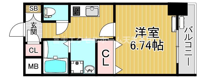ふぁみーゆ天美南(1K/7階)の間取り写真