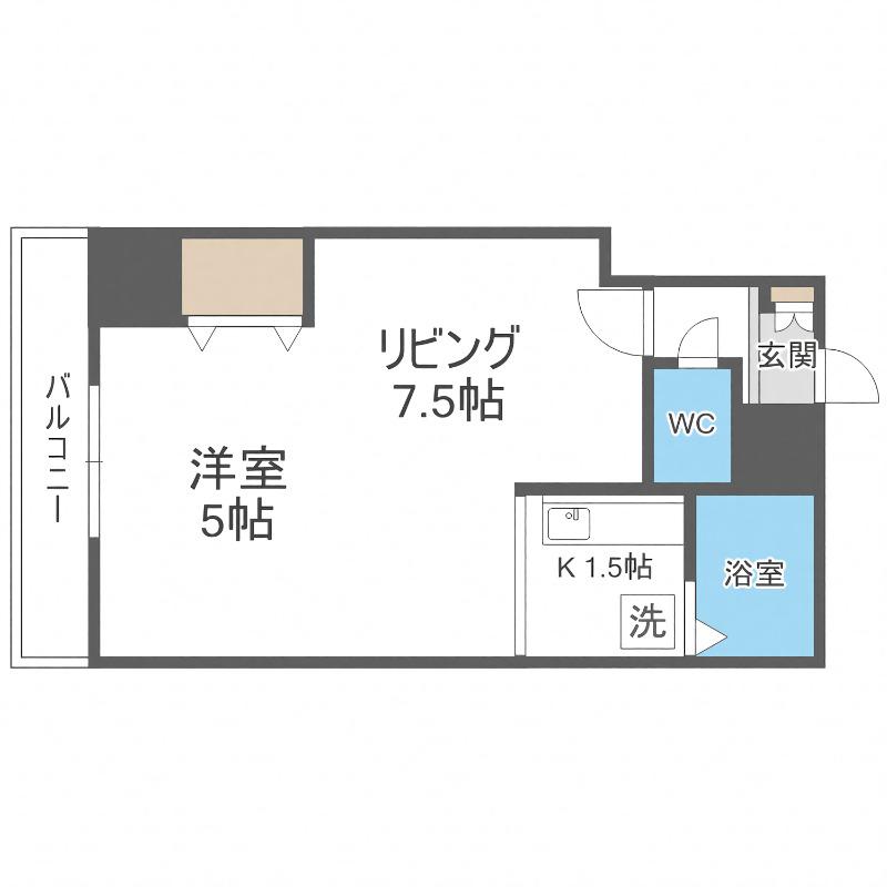 ミラバ澄川(1DK/9階)の間取り写真