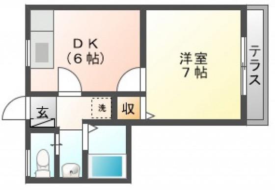メゾン皮間(1DK/2階)の間取り写真