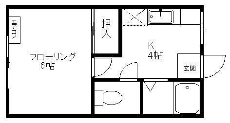 21 シュガータウン塩池(1K/1階)の間取り写真