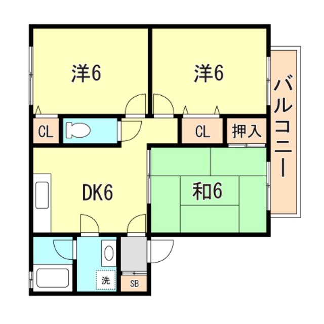 ソフィア清水A棟(3DK/1階)の間取り写真