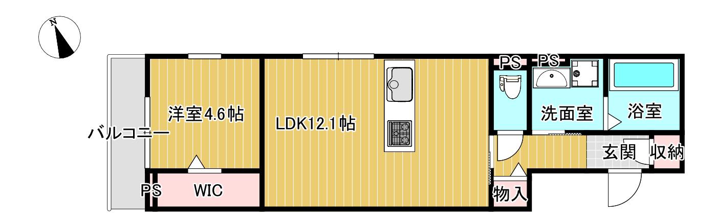 D-ROOM勝部3丁目 (1LDK/2階)の間取り写真